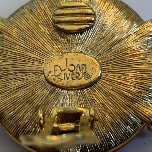 Vintage Joan Rivers Gold Brown Flower Clip-on Earrings - Picture 6 of 6